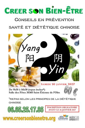 Conseils en prévention santé et diététique chinoise 30/01/2027